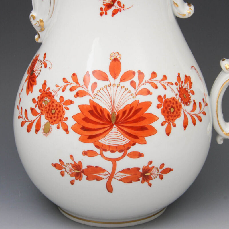 マイセン コーヒーサービス  1924年 インドの花　コーラルレッドペインティング
