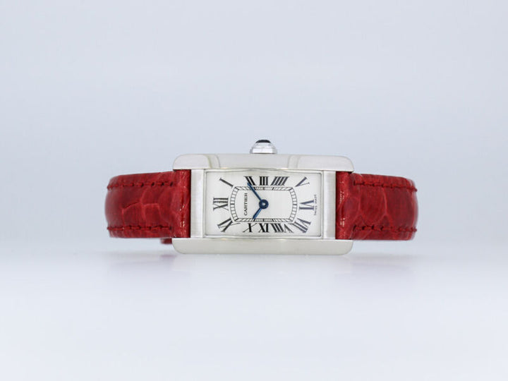 CARTIER TANK AMERICAN BOX WATCH Ref. 2489 WHITE GOLD 18K