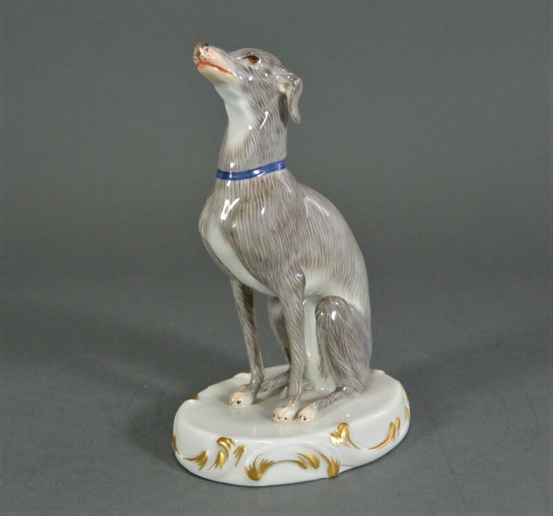 マイセン　19世紀 グレイハウンド 陶器 置物 マイセン 19世紀 グレイハウンド 陶器 置物