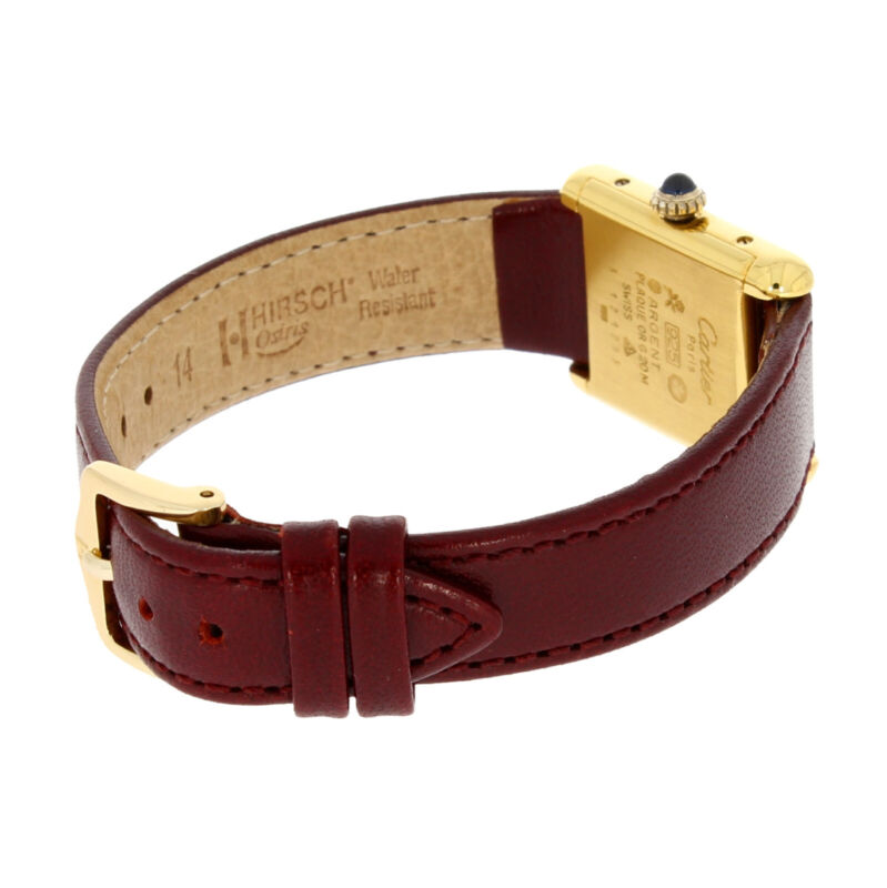 CARTIER Paris Tank Must Vermeil Ladies Silver Maroon Quartz Watch Circa 1990