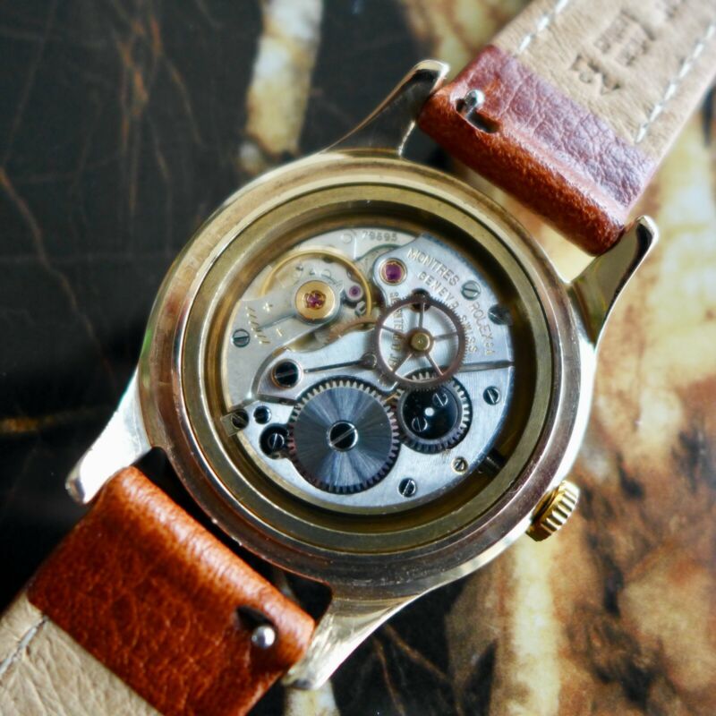 A BEAUTIFUL GENTS VINTAGE 1959 OVERSIZE (36mm) ROLEX PRECISION IN 9ct GOLD