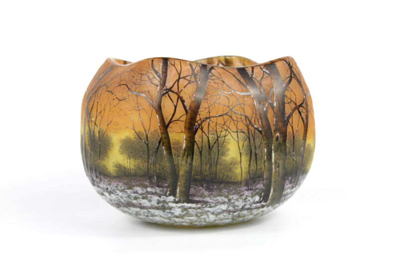 ドーム兄弟（ドームナンシー ）冬景色の器型の花瓶 – アンティーク