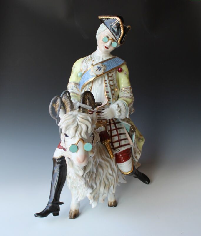 very large figure - cutter on the goat - after Meissen / 41 cm! Top-