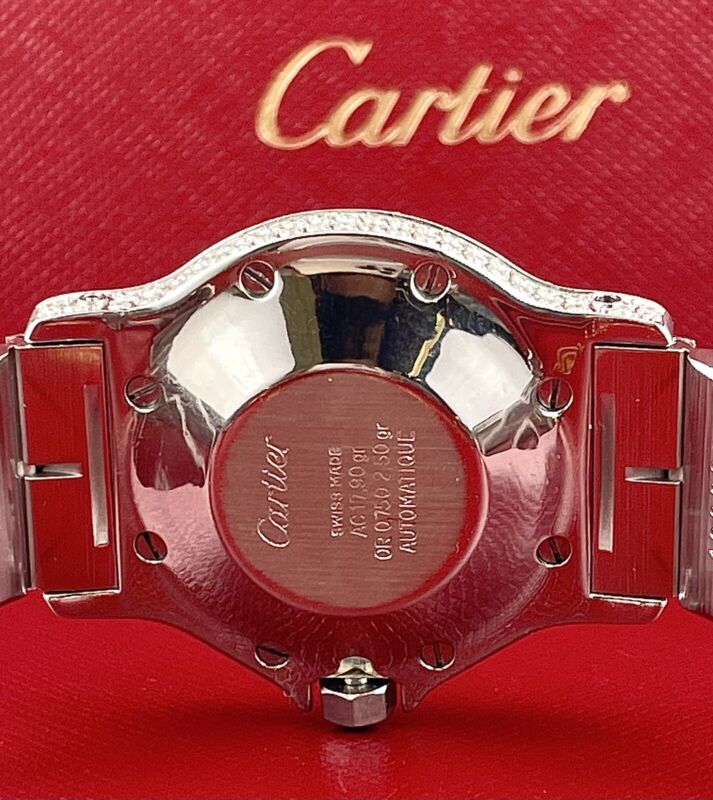 Cartier Santos Octagon 30mm 2-Tone Custom Iced Out 5ct Genuine Diamonds 187902