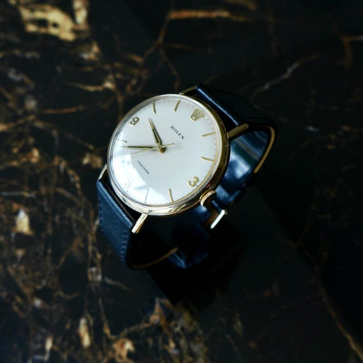 A STUNNING VINTAGE 1968 GENTS ROLEX PRECISION "COIN EDGE" IN 9k SOLID GOLD