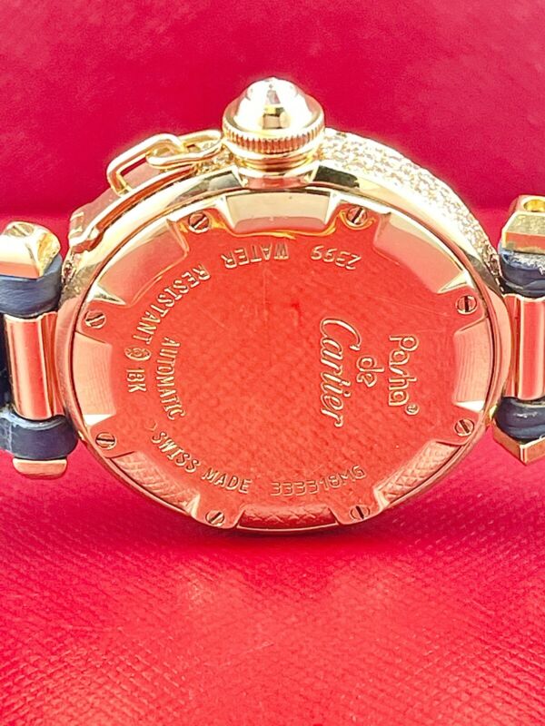 Cartier Pasha 32mm Yellow Gold Custom Iced Out 6ct Genuine Diamonds Ref 2399