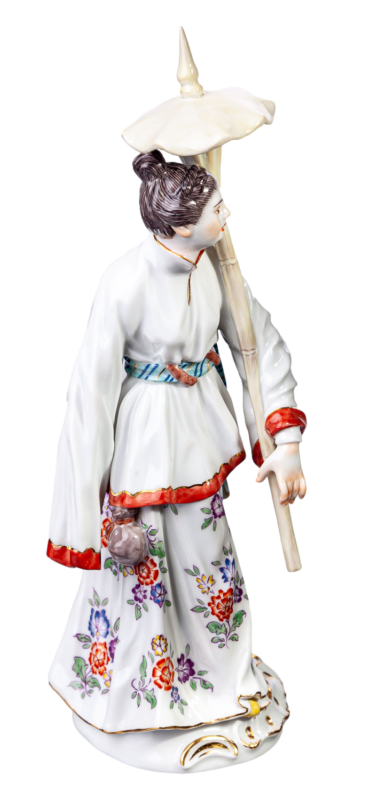 マイセンフィギュア 傘を持ったアジア人女性  J.J.ディーラー 外国人一級品 20cm