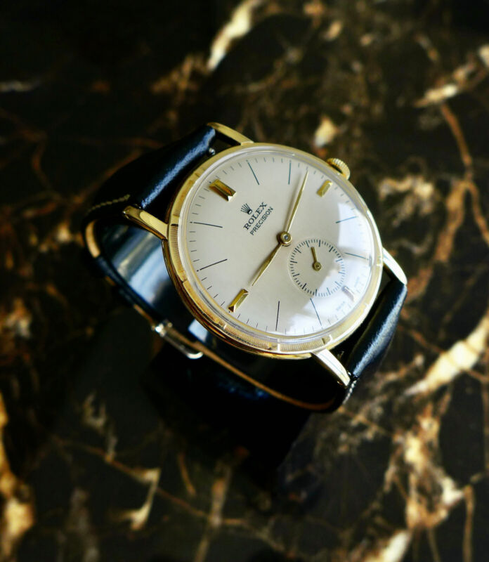 A BEAUTIFUL VINTAGE 1959 GENTS 35mm ROLEX METROPOLITAN CHRONOMETER IN 14K GOLD