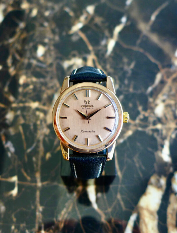 A BEAUTIFUL VINTAGE 1956 OMEGA AUTOMATIC SEAMASTER 2848 IN 18ct SOLID PINK GOLD