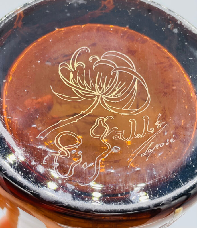 エミールガレ 初期作品　エナメルガラスで作られたアザミの花瓶のサイン