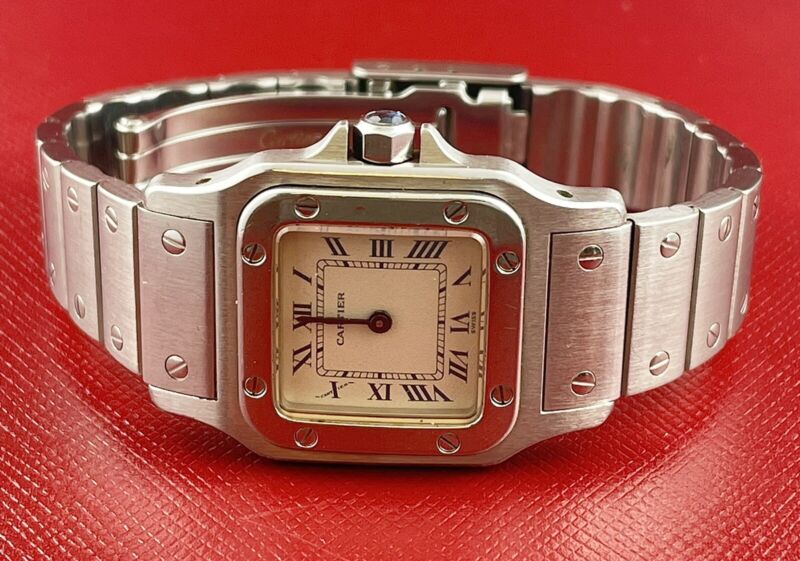 Cartier 24mm Santos Galbee Ladies Stainless Steel Quartz Watch Ref 00625
