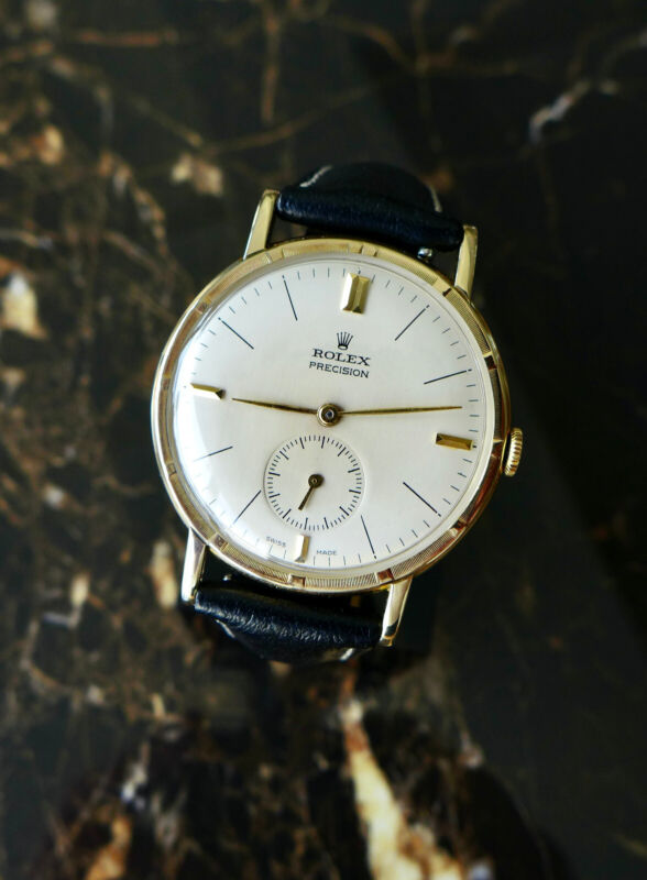 A BEAUTIFUL VINTAGE 1959 GENTS 35mm ROLEX METROPOLITAN CHRONOMETER IN 14K GOLD
