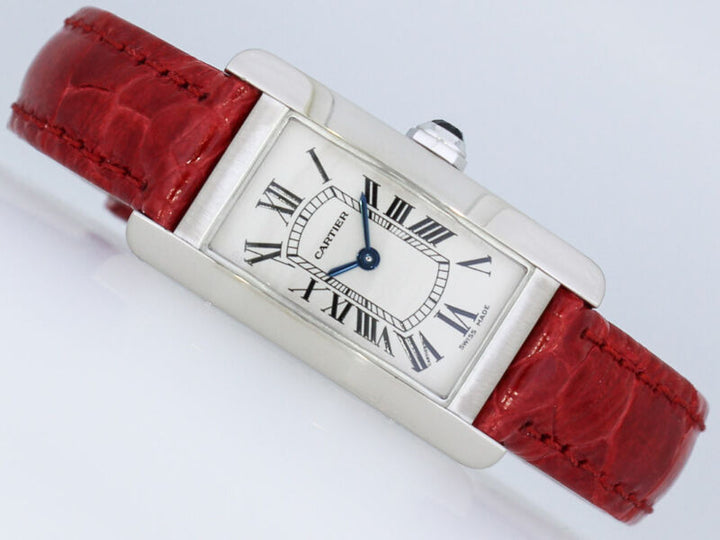 CARTIER TANK AMERICAN BOX WATCH Ref. 2489 WHITE GOLD 18K