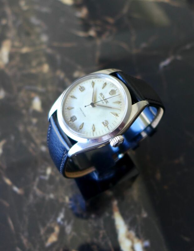 A BEAUTIFUL GENTS VINTAGE 1957 ROLEX OYSTER PRECISION 9/3/6 EXPLORER DIAL STEEL