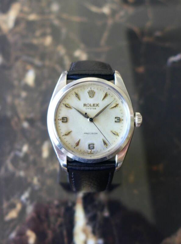 A BEAUTIFUL GENTS VINTAGE 1957 ROLEX OYSTER PRECISION 9/3/6 EXPLORER DIAL STEEL