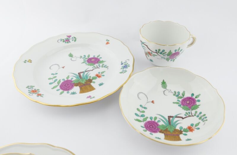 21pcs Meissen Sheaves Pattern Decor Coffee Service Gold Edge 6 People MINT-