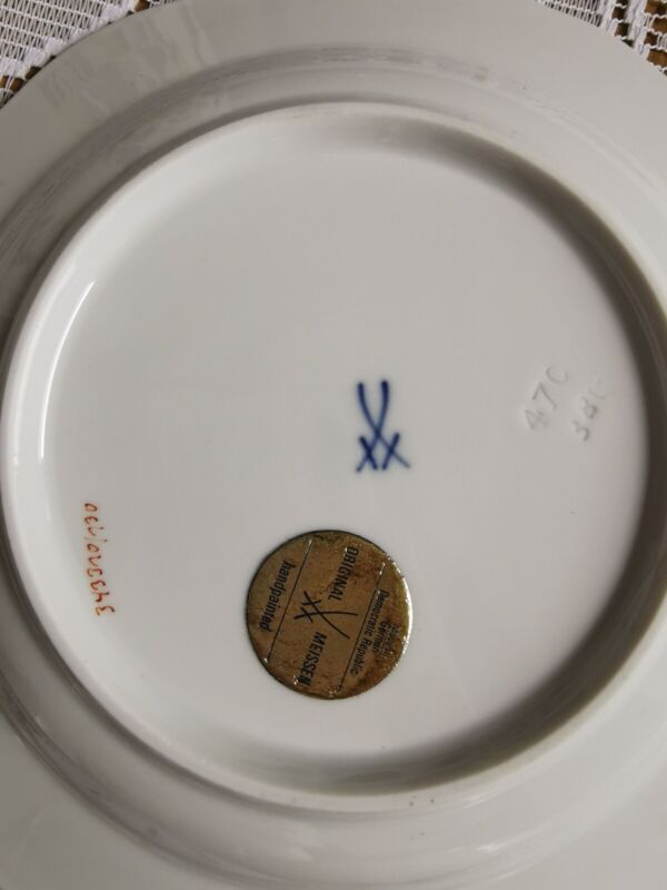 マイセン モカサービス 2人用 インドの花　グリーンリッチウィズゴールドエッジ 一級品