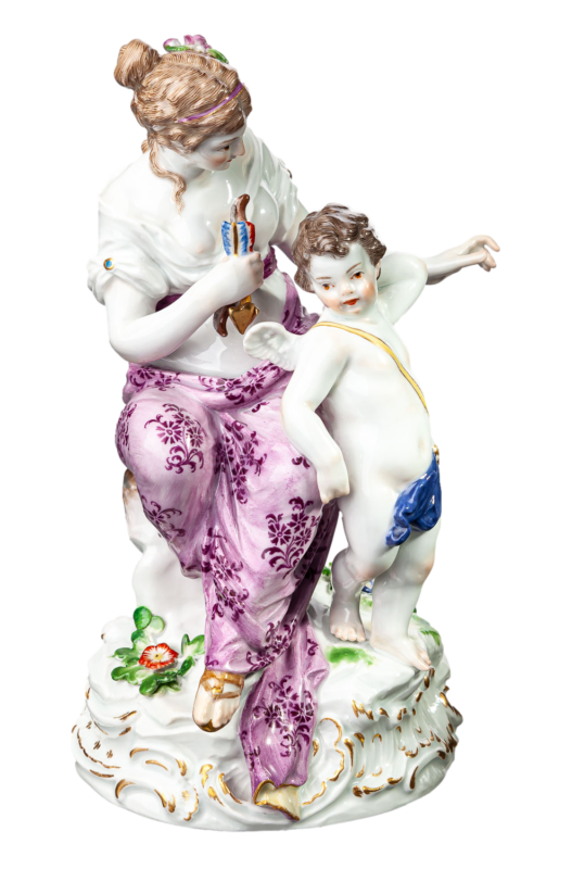 マイセン人形　「ヴィーナスとキューピッド」 A.G. Eras作 　一級品　1890年　20.5 cm