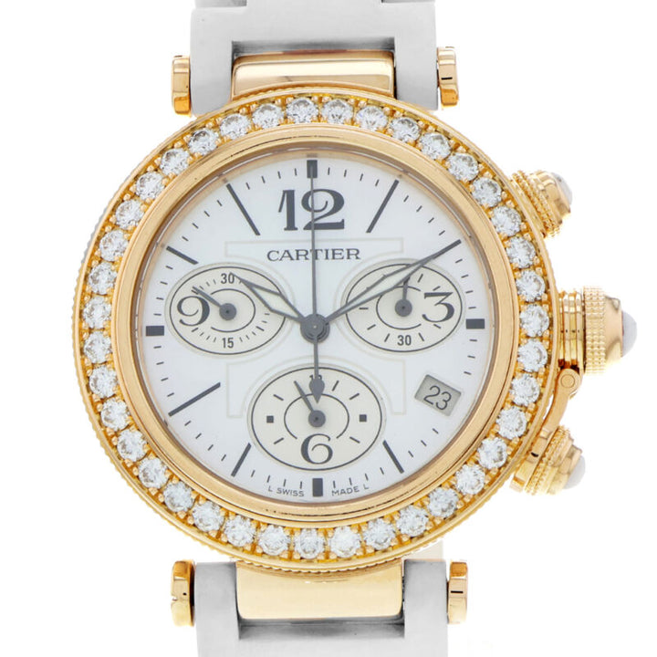 Cartier Pasha Seatimer WJ130004 3130 Diamond White MOP 18k 37mm Rose Gold Watch