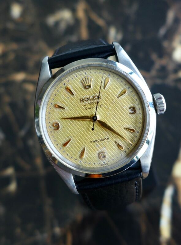 A STUNNING RARE VINTAGE 1956 ROLEX OYSTER "DEPTH RATED 50m=165ft" WAFFLE DIAL