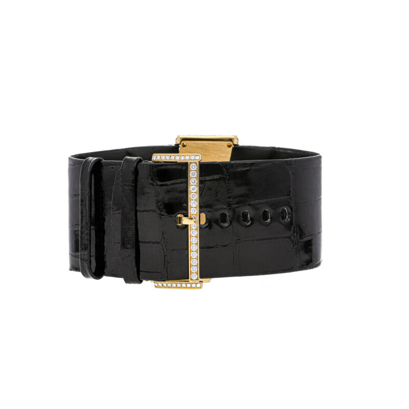 Cartier Diagonale De Cartier Quartz Gold Diamonds Ladies Strap Watch WJ302671