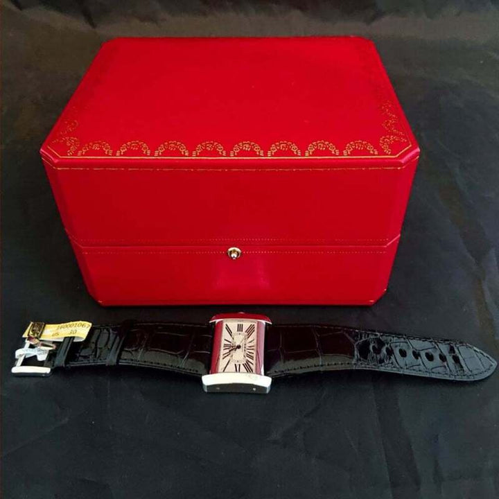 Cartier Tank Divan Ladies Stainless Steel Watch + Official Alligator Strap 2612