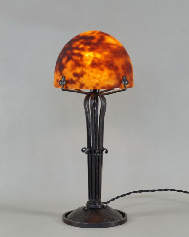 ドーム兄弟 大きなフランス製アールデコランプ 1925年 1930年 錬鉄製