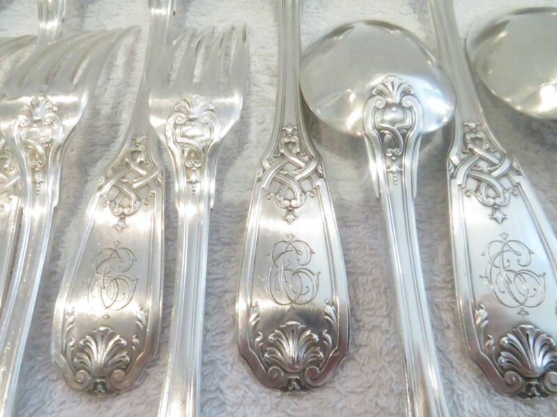 1900年代 フランス製 950スターリングシルバー12Pディナーカトラリー