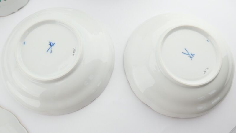 21pcs Meissen Sheaves Pattern Decor Coffee Service Gold Edge 6 People MINT-
