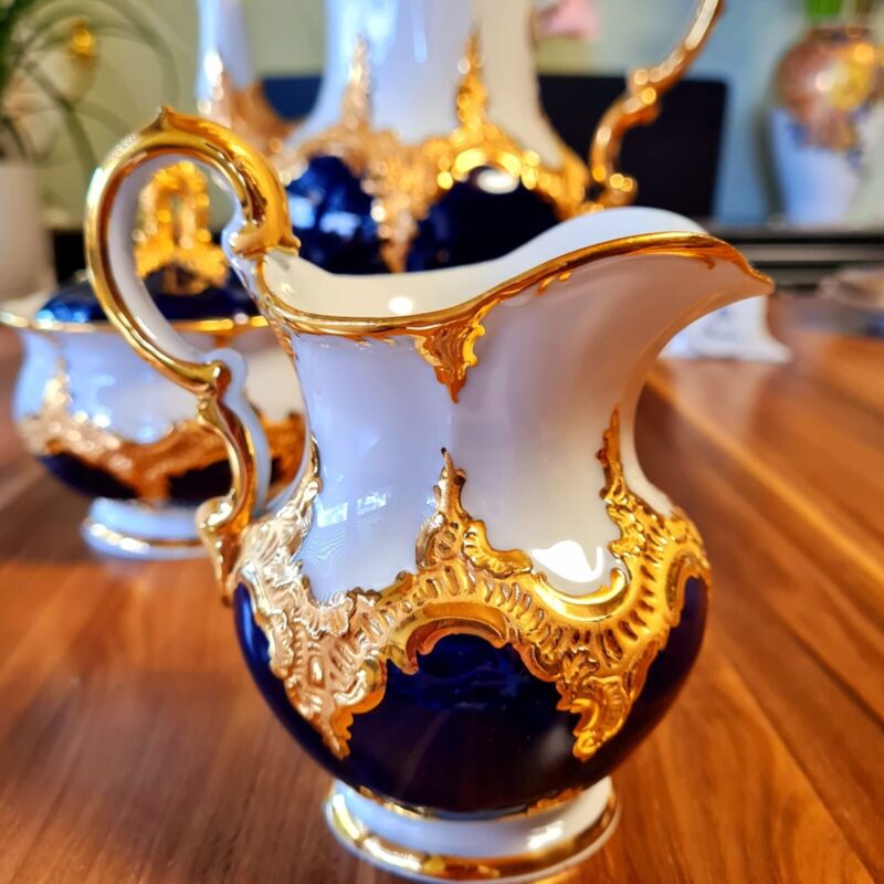 Meissen B-Shape Magnificent Porcelain Coffee Service for 6 People-