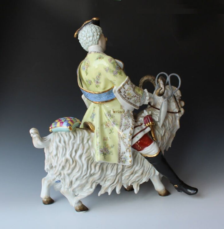 very large figure - cutter on the goat - after Meissen / 41 cm! Top-