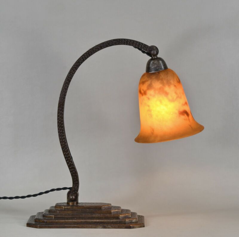 ドーム兄弟　希少なフランス製アールデコランプ　1930年　錬鉄製