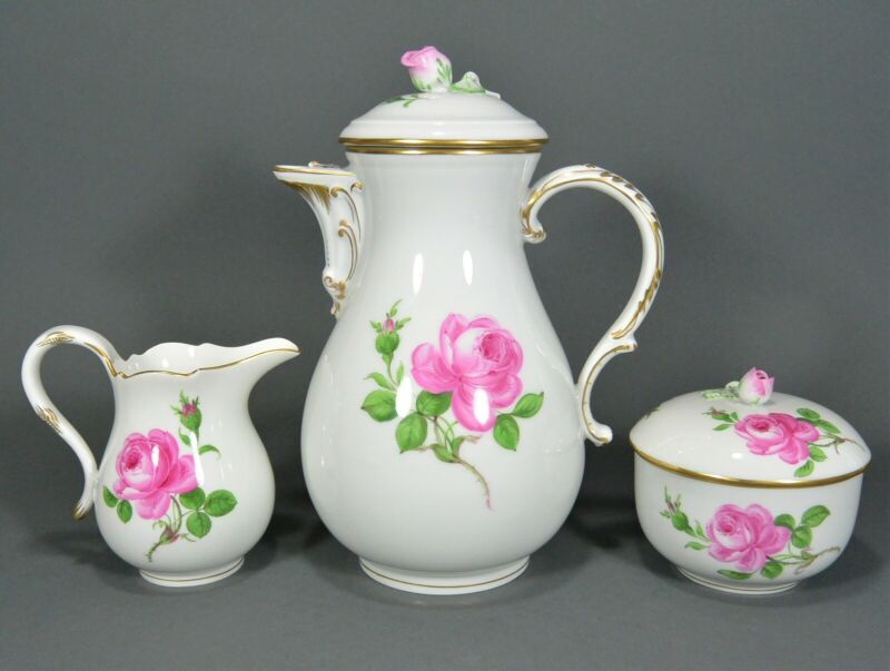 マイセン コーヒーサービス ピンクローズ コーヒーサービス カップポット フラット