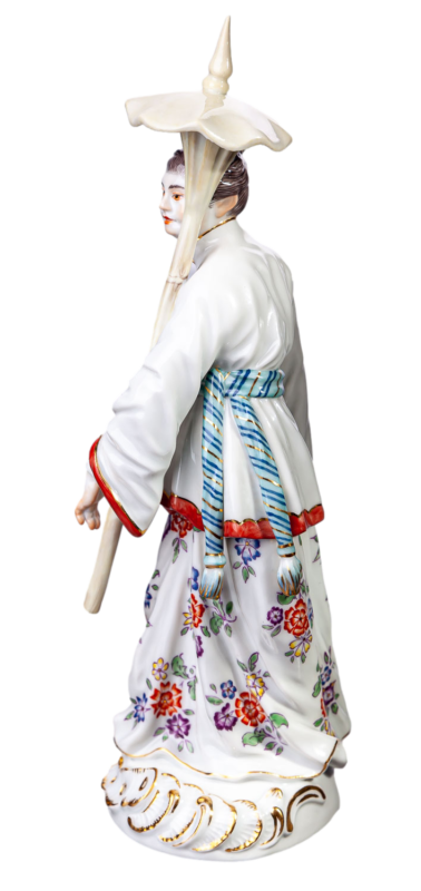 マイセンフィギュア 傘を持ったアジア人女性  J.J.ディーラー 外国人一級品 20cm