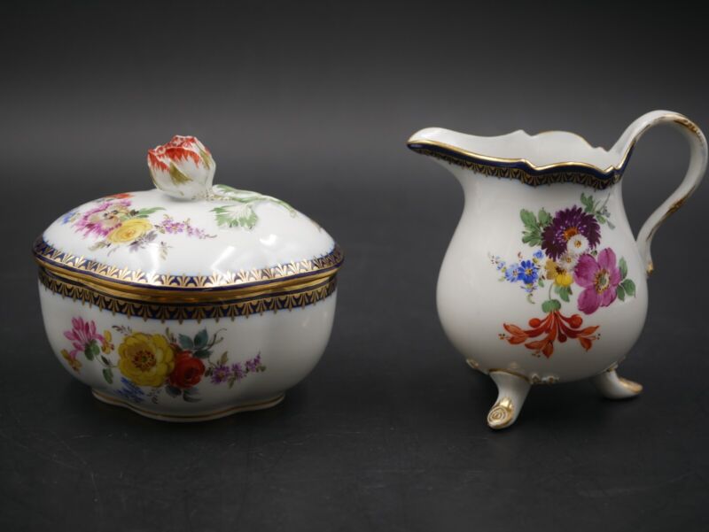 マイセン コーヒーサービス 6人用 Aカンテ　フラワーブーケ コバルトブルーエッジ ゴールド