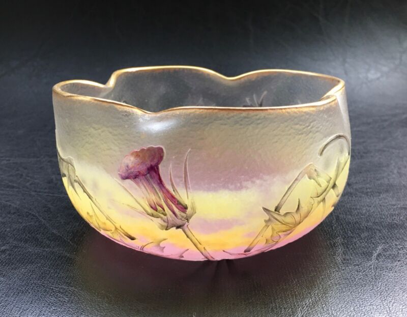 ドーム兄弟（ドームナンシー）アザミの花が描かれたボウル型花瓶
