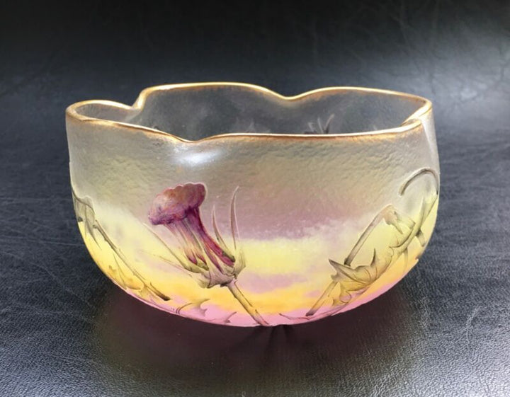 ドーム兄弟（ドームナンシー）アザミの花が描かれたボウル型花瓶