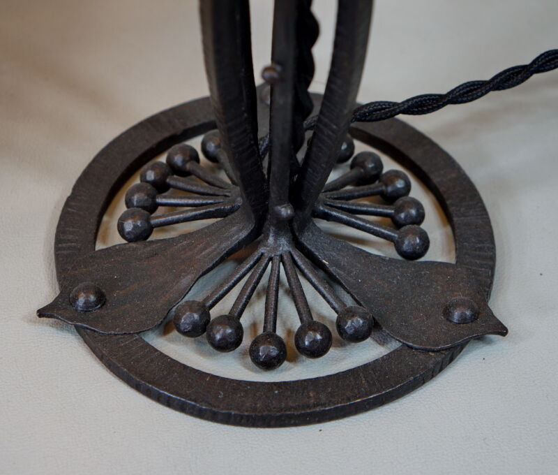 E. ゴティエ＆ドーム兄弟　ペアのフランス製アールデコランプ　1925年　1930年　錬鉄製