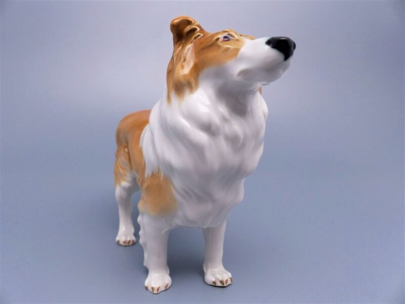 マイセン人形　可愛いコリー犬のフィギュリン