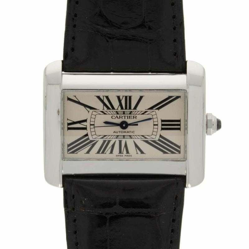 Cartier Tank Divan Ladies Stainless Steel Watch + Official Alligator Strap 2612