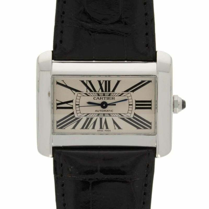 Cartier Tank Divan Ladies Stainless Steel Watch + Official Alligator Strap 2612
