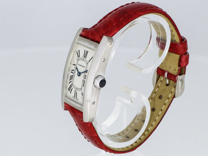 CARTIER TANK AMERICAN BOX WATCH Ref. 2489 WHITE GOLD 18K