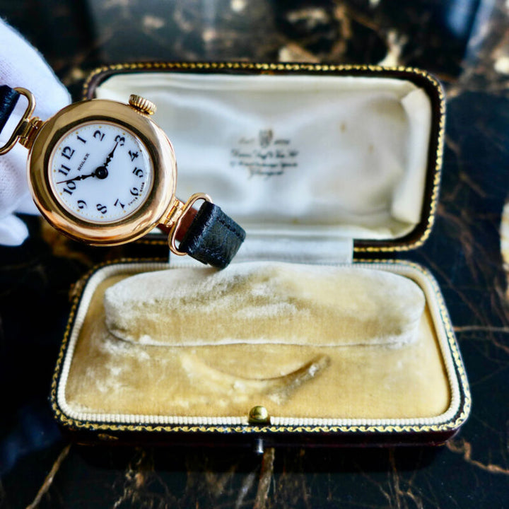 A BEAUTIFUL ANTIQUE ART DECO 1920s LADIES ROLEX IN SOLID 9CT GOLD ORIGINAL BOX