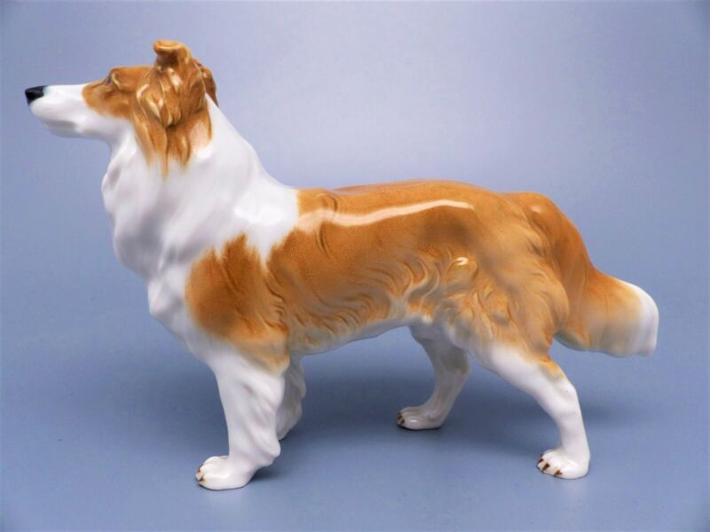 マイセン人形　可愛いコリー犬のフィギュリン