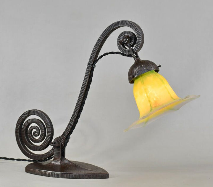 ドーム兄弟（ドームナンシー）希少なフランス製アールデコランプ　1930年　錬鉄製　ピアノランプ