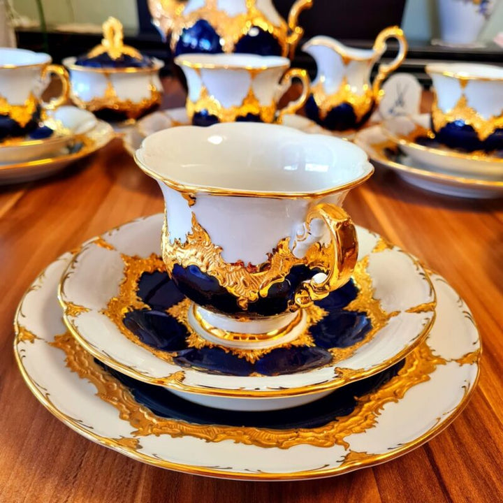 Meissen B-Shape Magnificent Porcelain Coffee Service for 6 People-