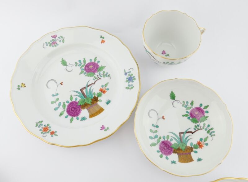 21pcs Meissen Sheaves Pattern Decor Coffee Service Gold Edge 6 People MINT-