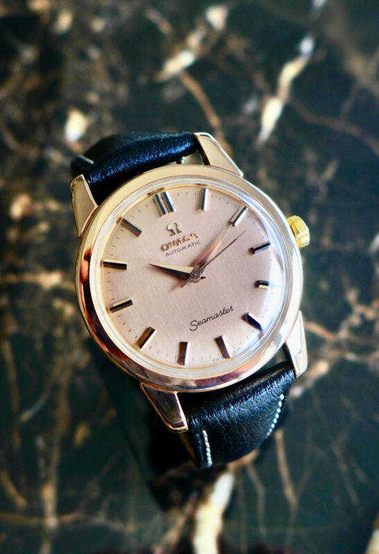 A BEAUTIFUL VINTAGE 1956 OMEGA AUTOMATIC SEAMASTER 2848 IN 18ct SOLID PINK GOLD