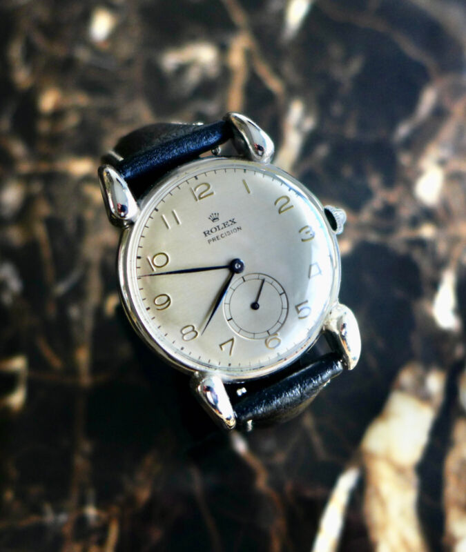 A STUNNING GENTS VINTAGE 1940s "HORN LUGS" ROLEX PRECISION STAINLESS STEEL 4367