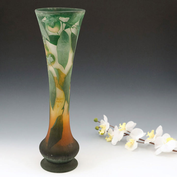 Tall Daum Quinces Cameo Vase c1910